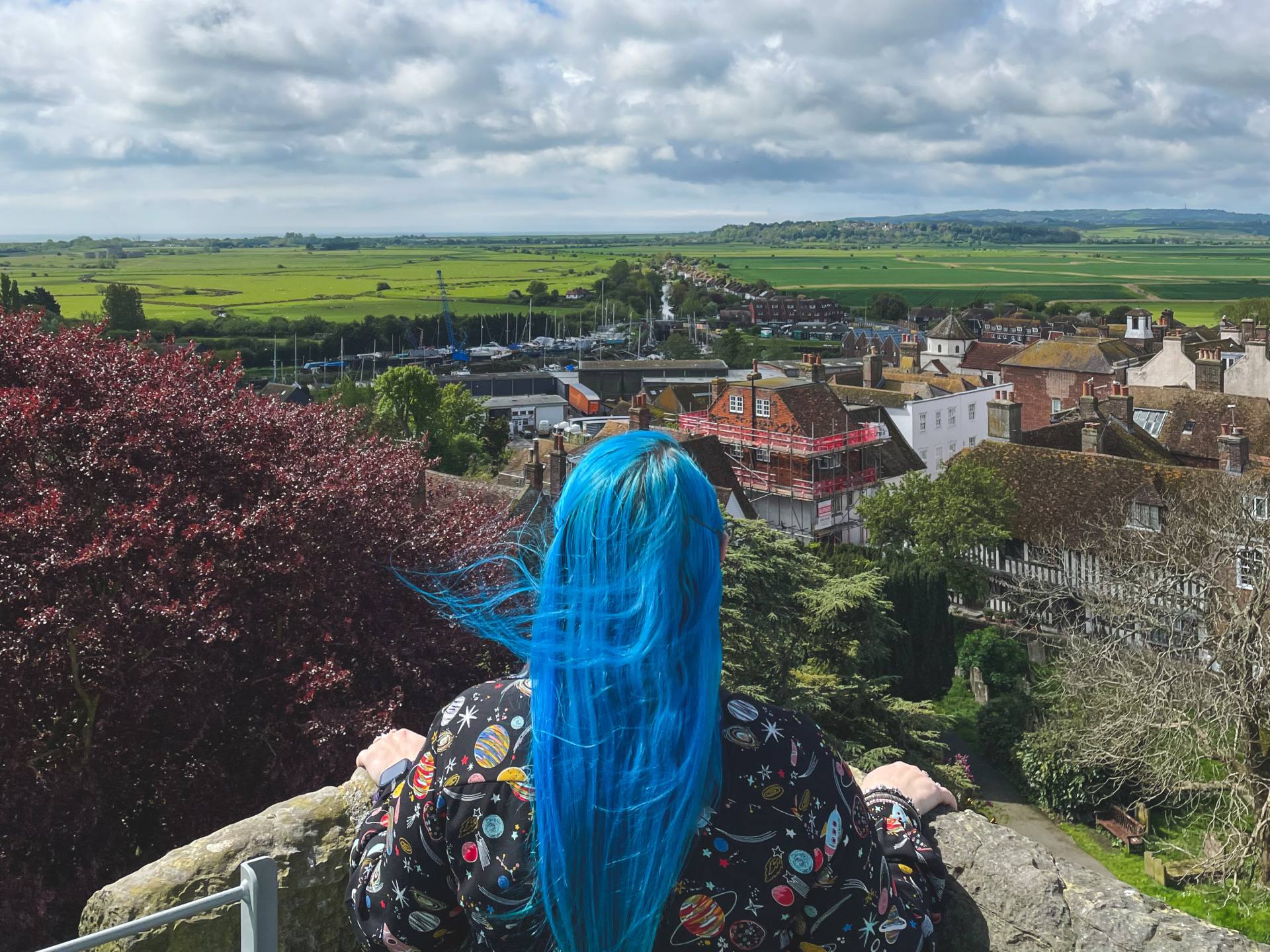 View from the top of the tower at St Mary's Church Rye.